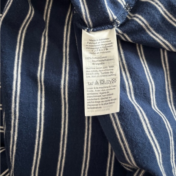 Madewell Tina Stripe Crew Neck T-Shirt Dress Blue White Cotton Womens L Preppy - Picture 13 of 14